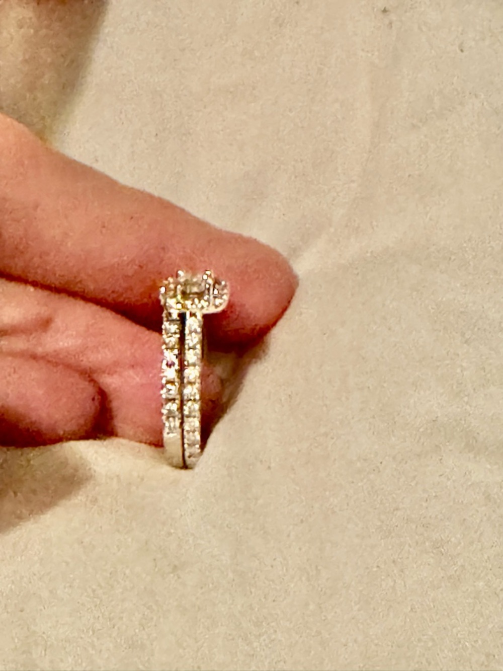 Kay Jewelers Silver-Tone Halo Engagement Ring Set with White Stones - Picture 7 of 10